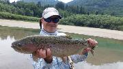Nic and Co, Rainbow trout June, lake R, Slovenia fly fishing